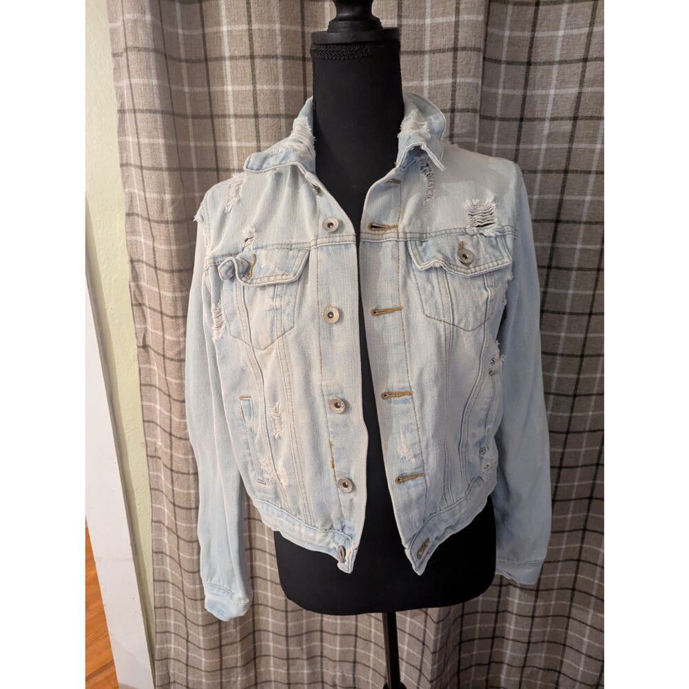 Ci Cono Distressed Faded Jean Jacket Medium
